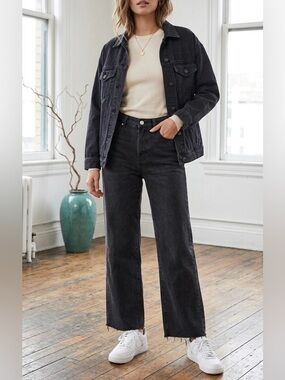 Mango Black High-Rise Wide Leg Jeans size 2